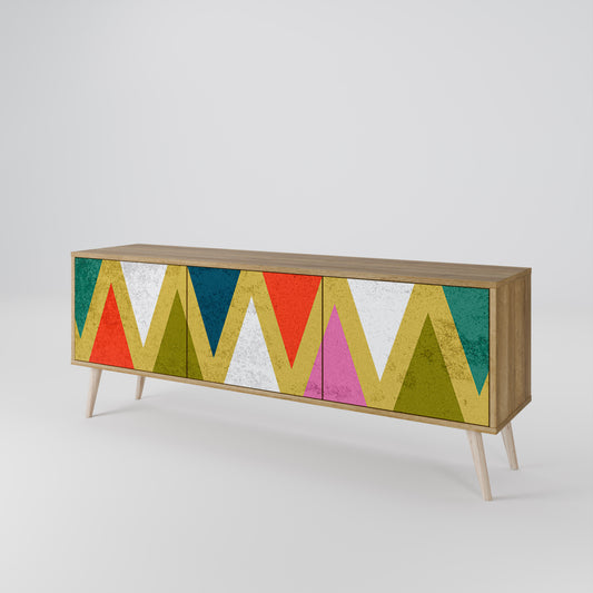 Mobile TV a 3 ante TRIANGOLI COLORATI in effetto rovere