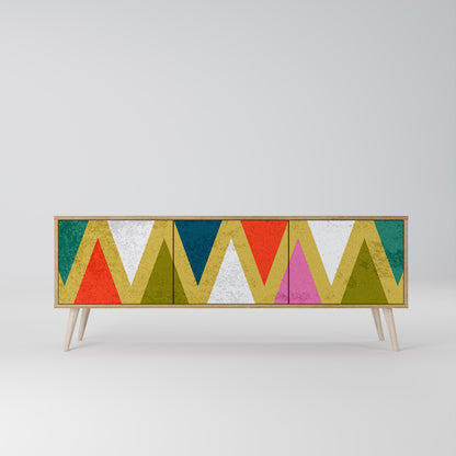 Mobile TV a 3 ante TRIANGOLI COLORATI in effetto rovere