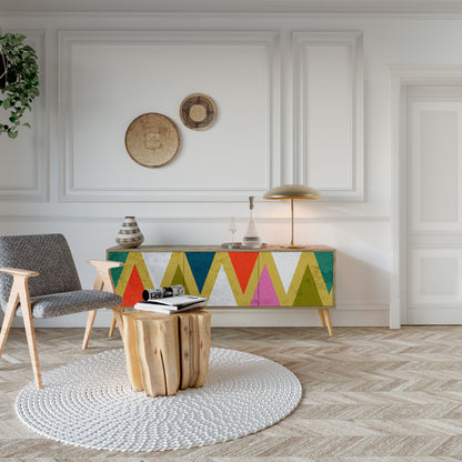 Mobile TV a 3 ante TRIANGOLI COLORATI in effetto rovere
