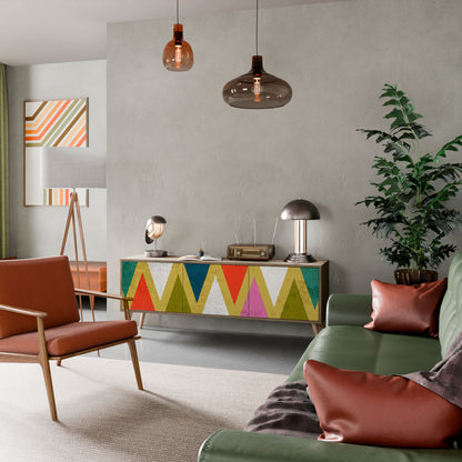 Mobile TV a 3 ante TRIANGOLI COLORATI in effetto rovere