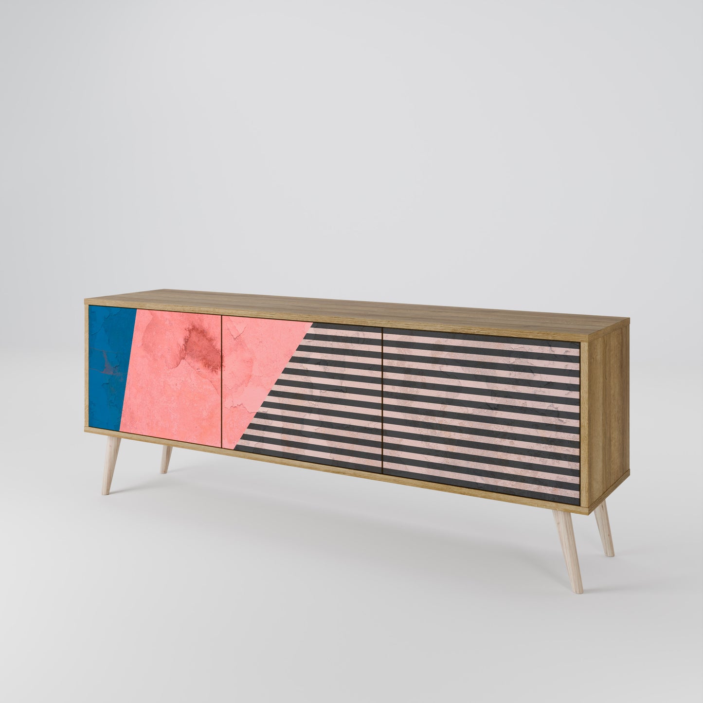 GLAMOROUS STRIPE Mobile TV a 3 Ante in Effetto Rovere