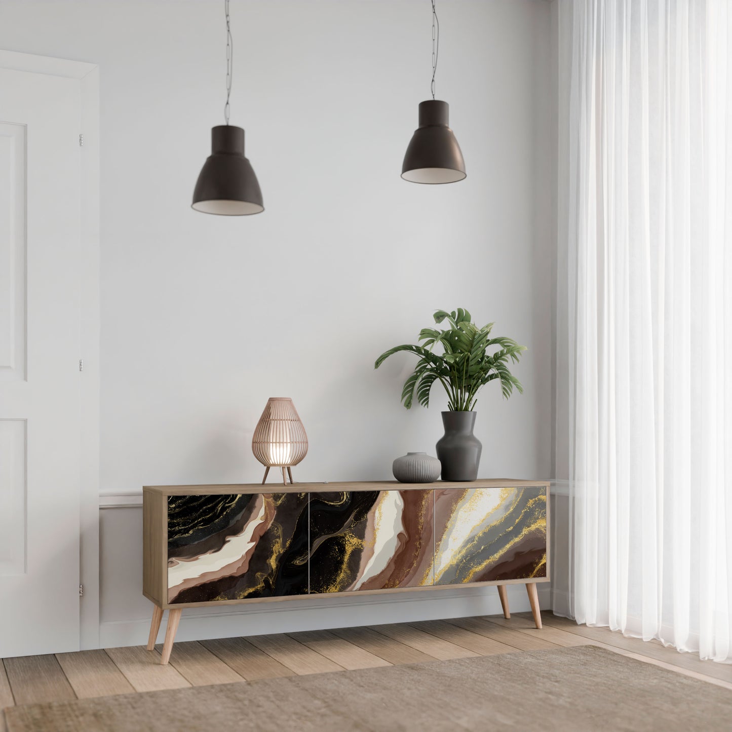 GOLD DUST Mobile TV a 3 Ante in Effetto Rovere
