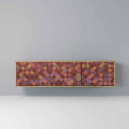 Mobile TV a 3 ante PAINTED SQUARES in effetto rovere