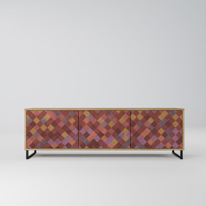 Mobile TV a 3 ante PAINTED SQUARES in effetto rovere