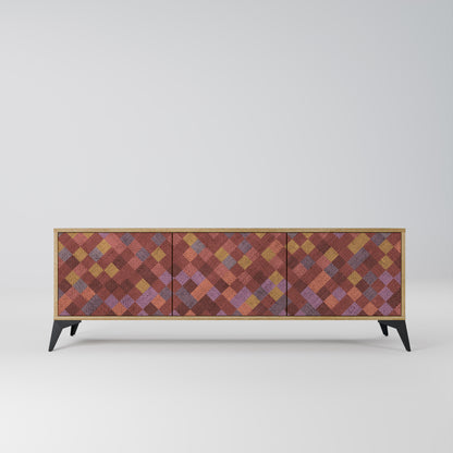 Mobile TV a 3 ante PAINTED SQUARES in effetto rovere