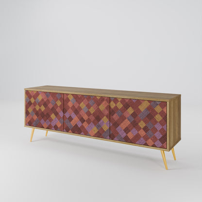 Mobile TV a 3 ante PAINTED SQUARES in effetto rovere