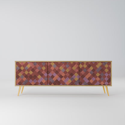 Mobile TV a 3 ante PAINTED SQUARES in effetto rovere