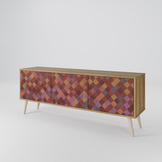 Mobile TV a 3 ante PAINTED SQUARES in effetto rovere