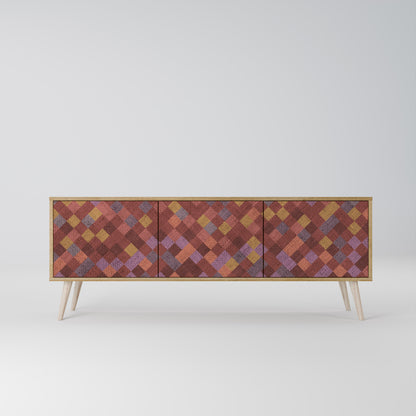 Mobile TV a 3 ante PAINTED SQUARES in effetto rovere