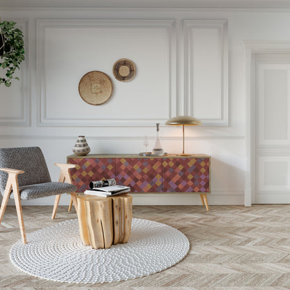 Mobile TV a 3 ante PAINTED SQUARES in effetto rovere