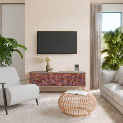 Mobile TV a 3 ante PAINTED SQUARES in effetto rovere