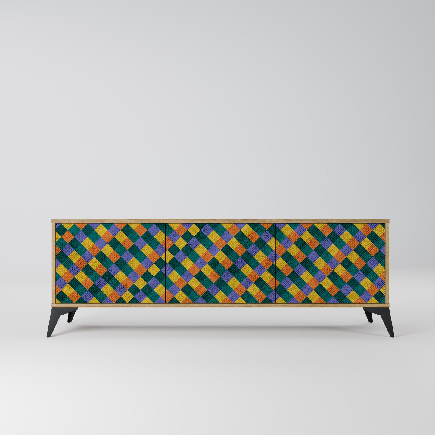 Mobile TV a 3 ante PAINTED SQUARES MIX in effetto rovere