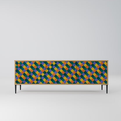 Mobile TV a 3 ante PAINTED SQUARES MIX in effetto rovere