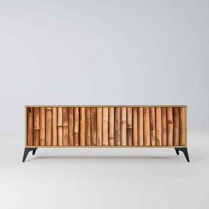 Mobile TV a 3 ante in legno naturale effetto rovere