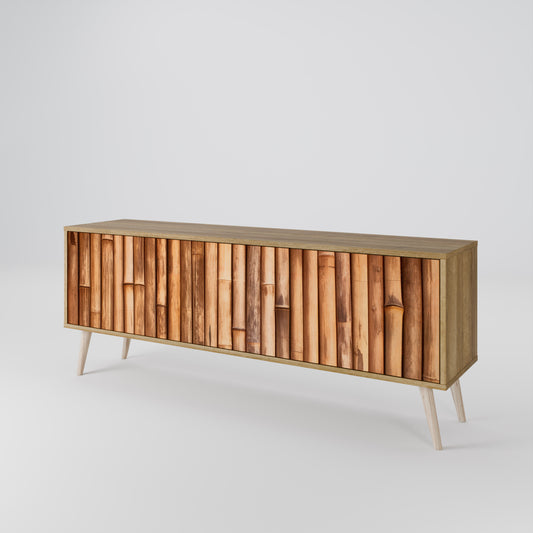 Mobile TV a 3 ante in legno naturale effetto rovere