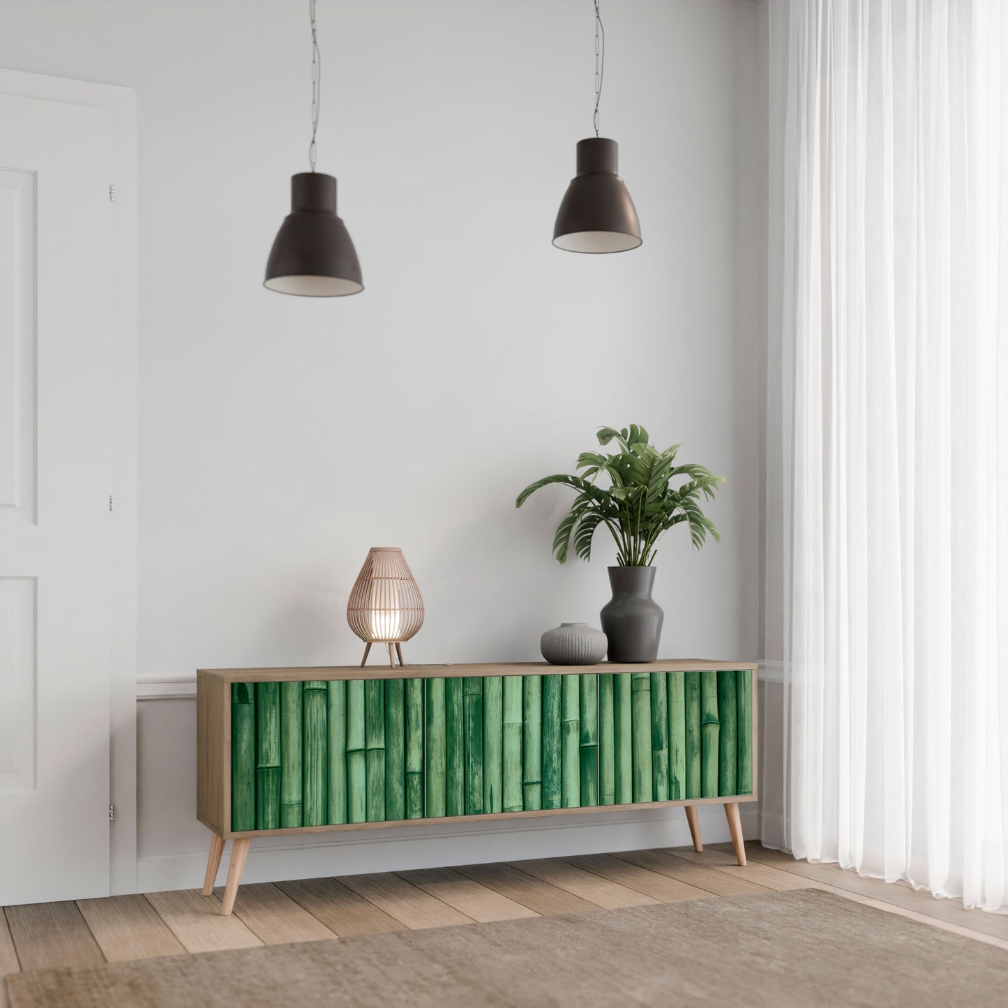 Mobile TV a 3 ante NATURAL GREEN effetto rovere