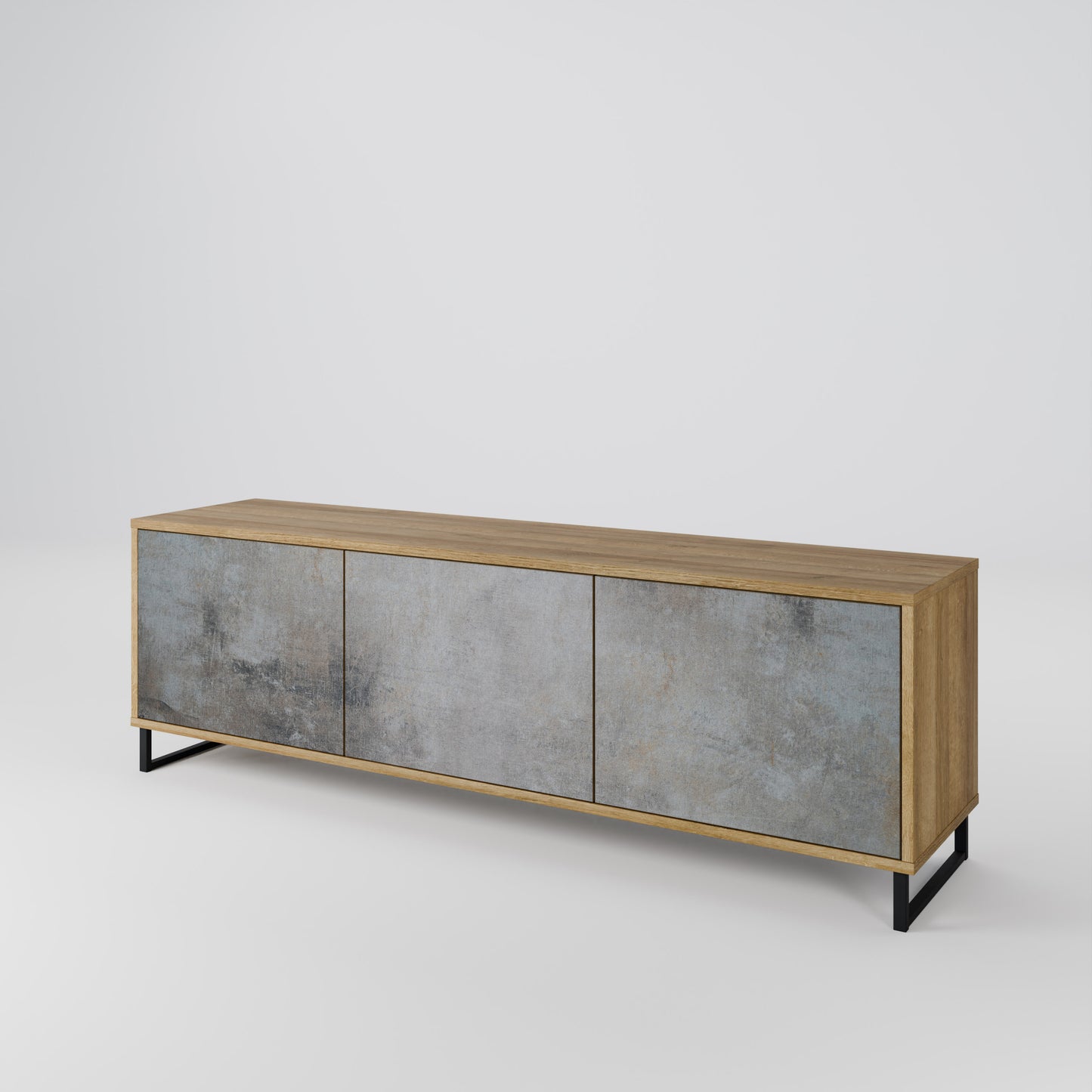 Mobile TV a 3 ante CONCRETE WALL in effetto rovere