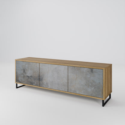 Mobile TV a 3 ante CONCRETE WALL in effetto rovere