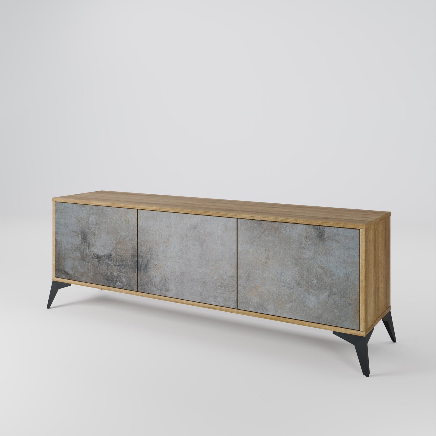 Mobile TV a 3 ante CONCRETE WALL in effetto rovere