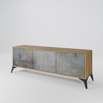 Mobile TV a 3 ante CONCRETE WALL in effetto rovere