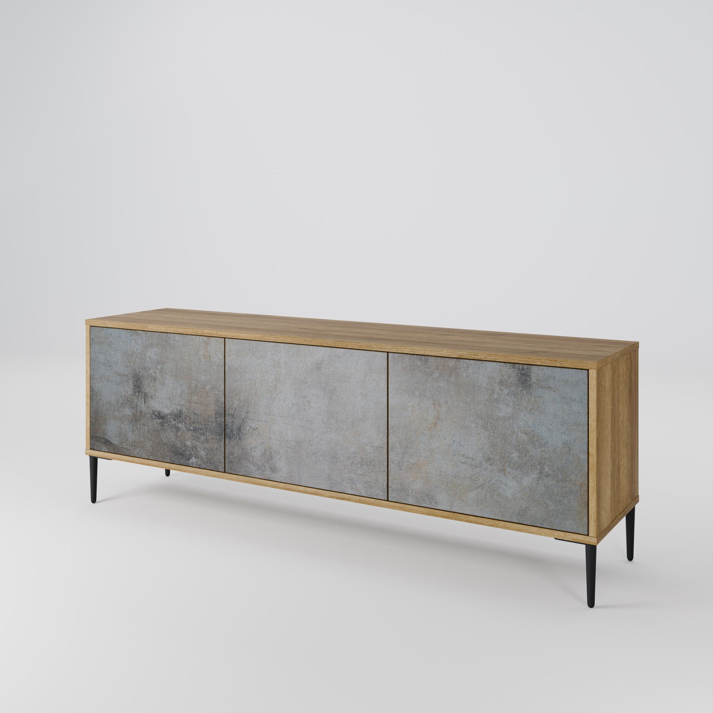 Mobile TV a 3 ante CONCRETE WALL in effetto rovere