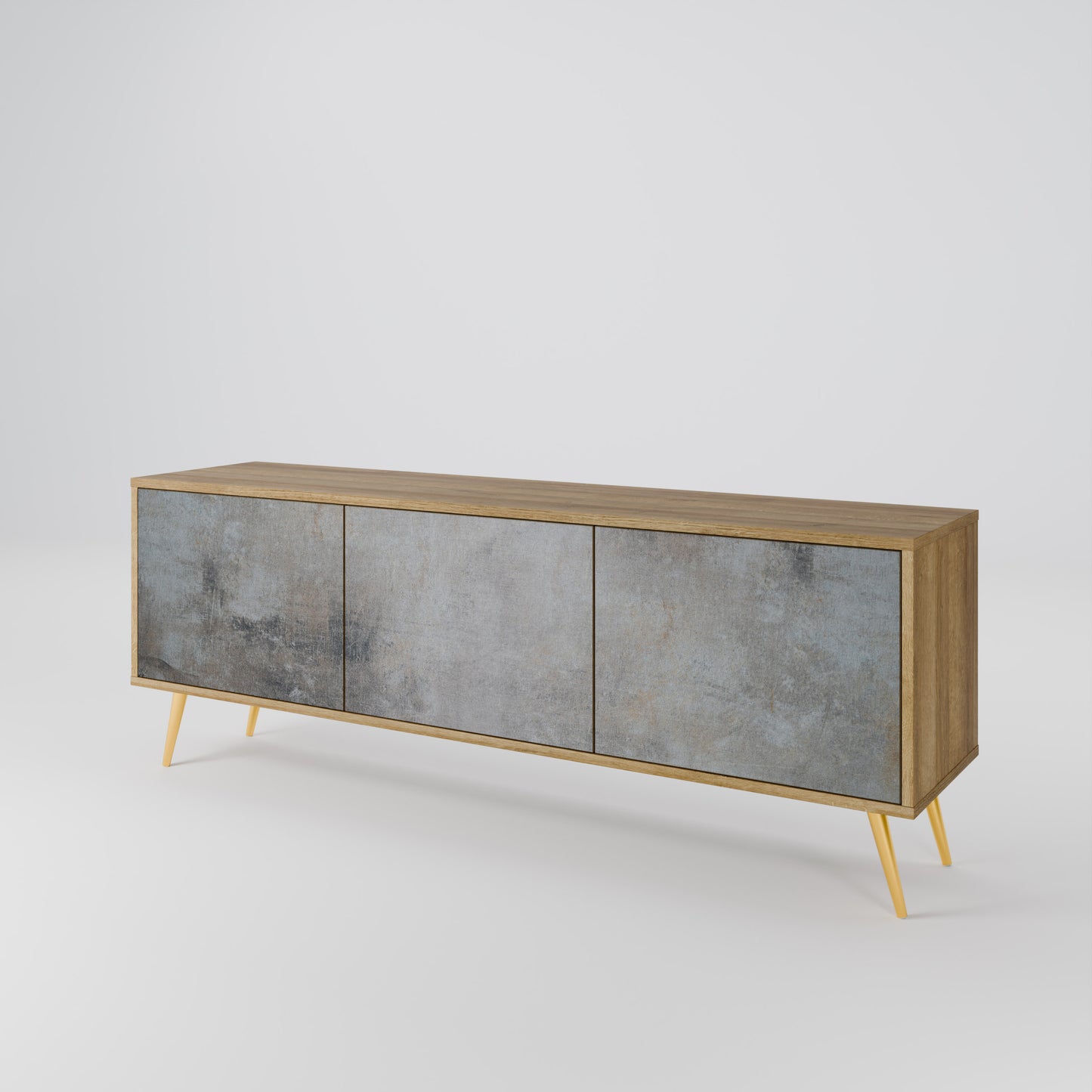 Mobile TV a 3 ante CONCRETE WALL in effetto rovere