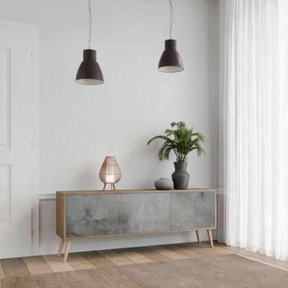 Mobile TV a 3 ante CONCRETE WALL in effetto rovere