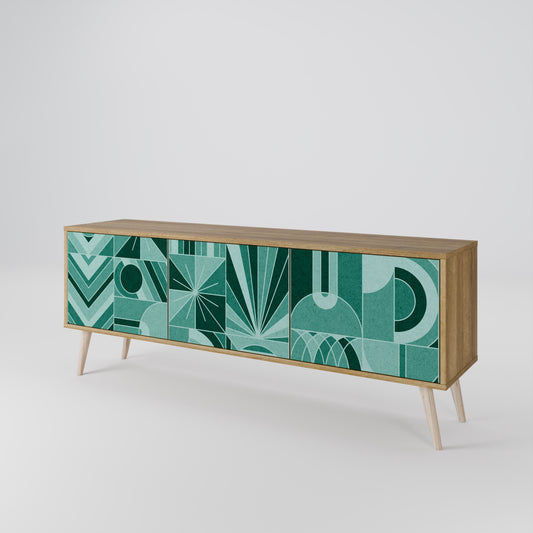 HARMONIC GRID 3-Door TV Stand in Oak Effect