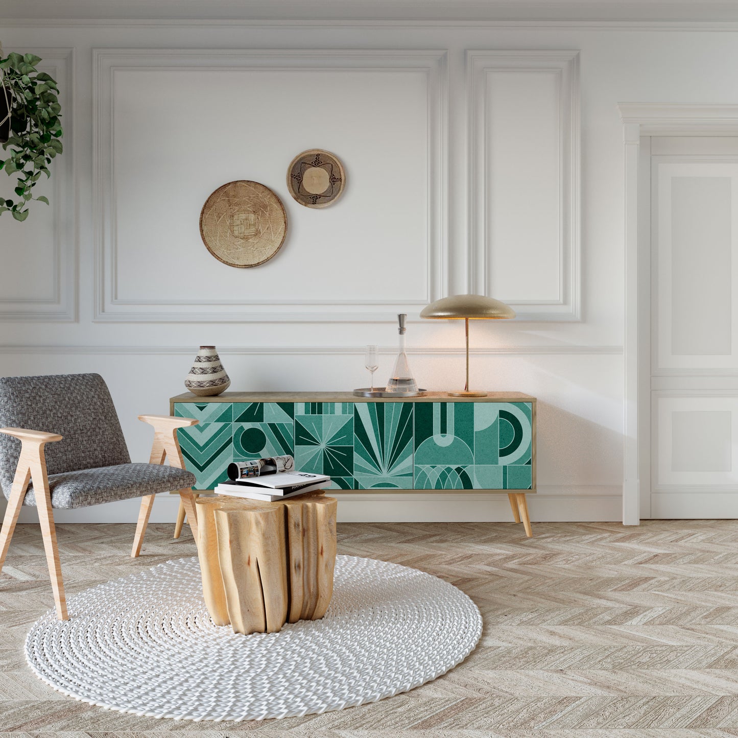 Mobile TV a 3 ante HARMONIC GRID in effetto rovere