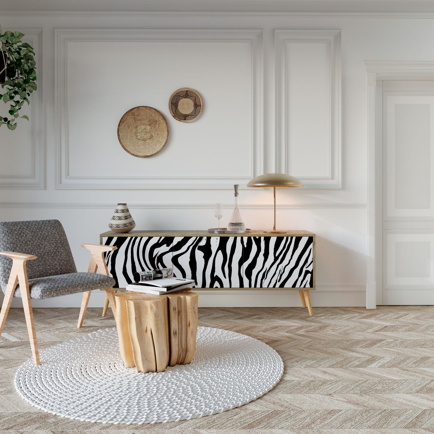 SPLENDID ZEBRA Mobile TV a 3 Ante in Effetto Rovere