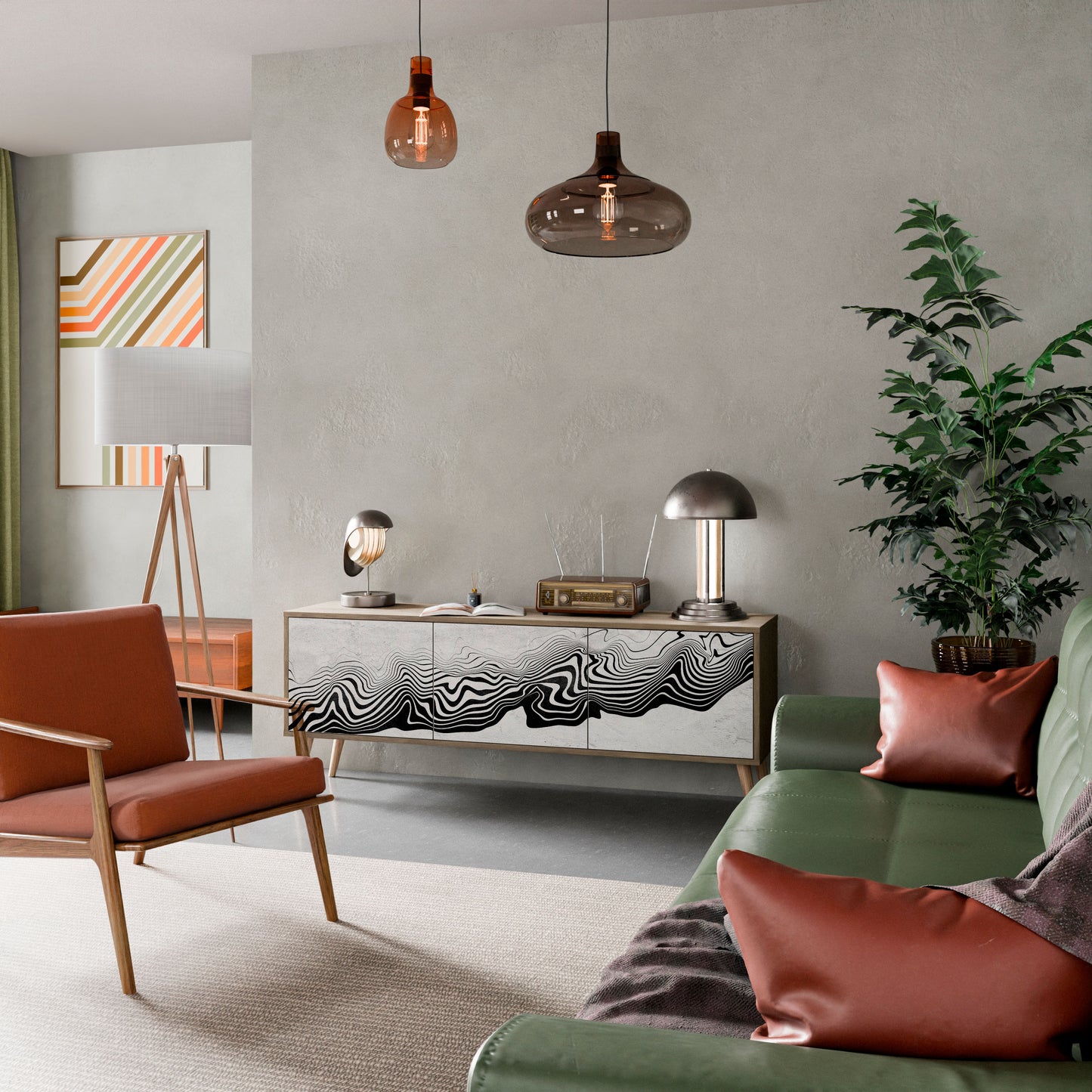MONOCHROME MIRAGE Mobile TV a 3 Ante in Effetto Rovere
