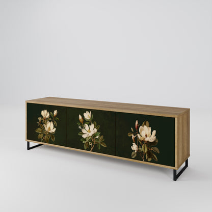 Mobile TV FLORAL NOIR a 3 ante effetto rovere