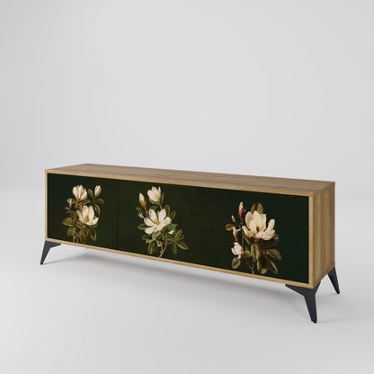 Mobile TV FLORAL NOIR a 3 ante effetto rovere