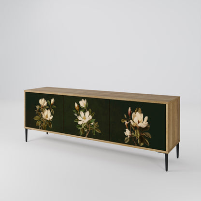 Mobile TV FLORAL NOIR a 3 ante effetto rovere