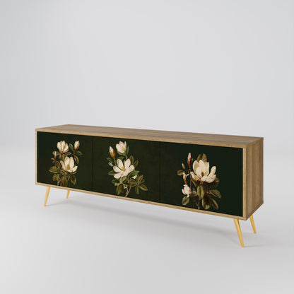 Mobile TV FLORAL NOIR a 3 ante effetto rovere