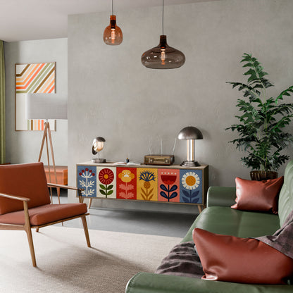 Mobile TV SCANDIC FLOWERET a 3 ante in effetto rovere