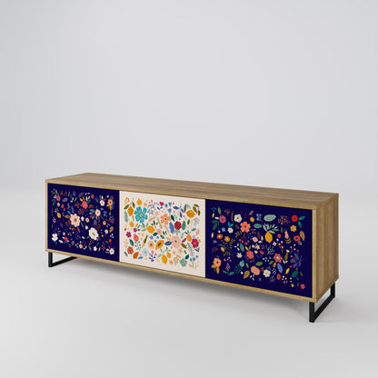 Mobile TV a 3 ante FLORAL COMBINATION in effetto rovere