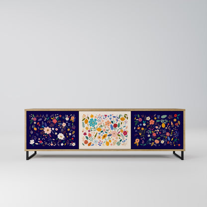 Mobile TV a 3 ante FLORAL COMBINATION in effetto rovere