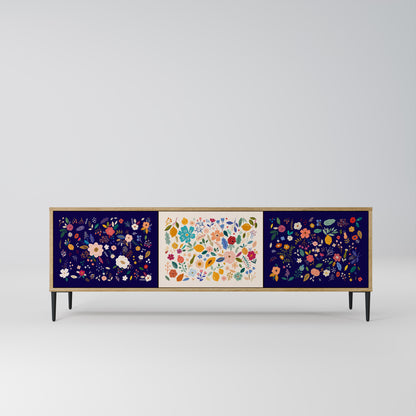 Mobile TV a 3 ante FLORAL COMBINATION in effetto rovere