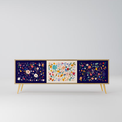 Mobile TV a 3 ante FLORAL COMBINATION in effetto rovere