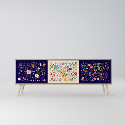 Mobile TV a 3 ante FLORAL COMBINATION in effetto rovere