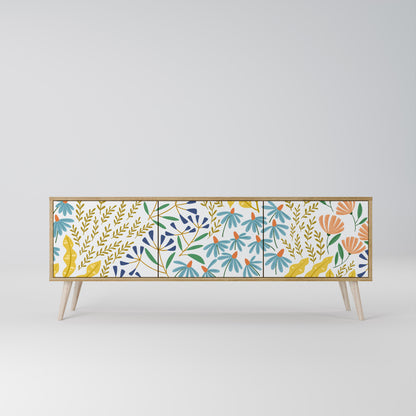 HELLO SPRING 3-Door TV Stand in Oak Effect