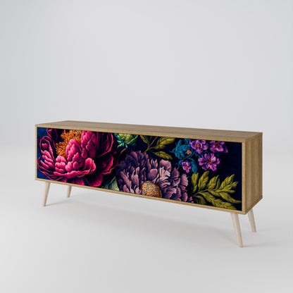 BLOOMING ELEGANCE 3-Door TV Stand in Oak Effect