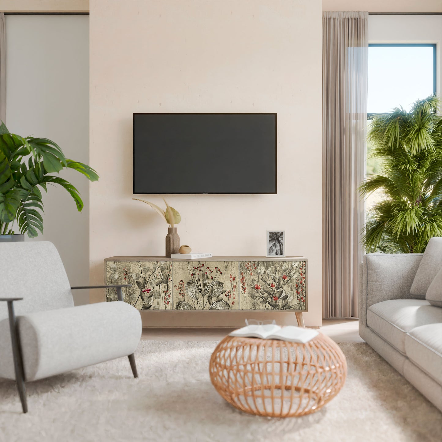 Mobile TV HERBAL GRACE a 3 ante effetto rovere