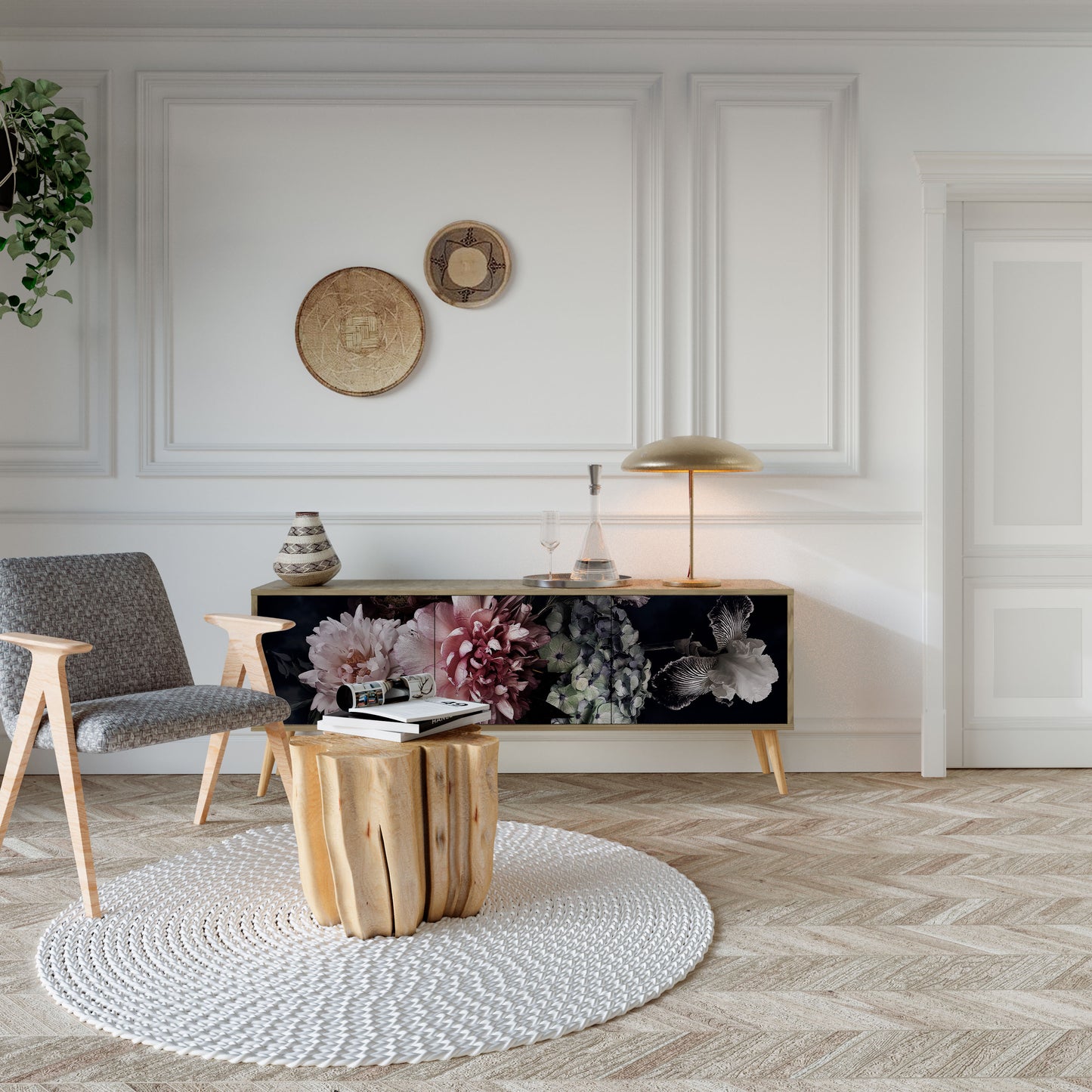 PURE BLOSSOM Mobile TV a 3 Ante in Effetto Rovere