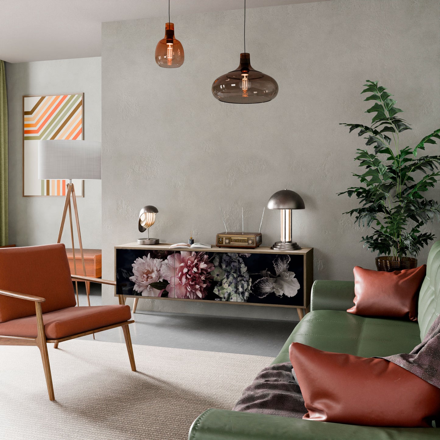 PURE BLOSSOM Mobile TV a 3 Ante in Effetto Rovere