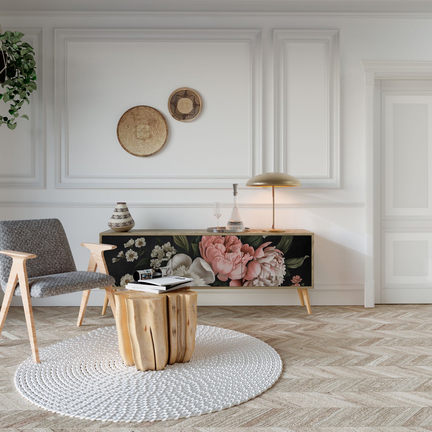 LUSH ELEGANCE Mobile TV a 3 Ante in Effetto Rovere