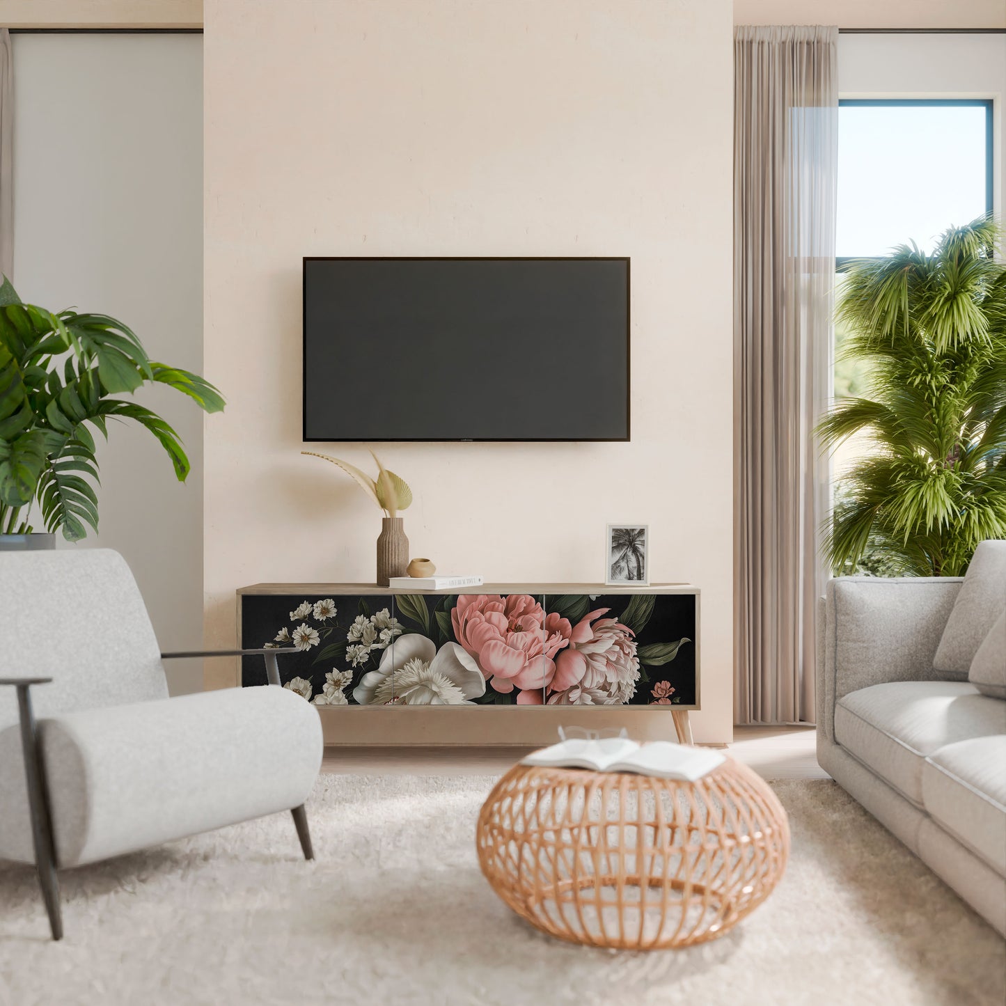 LUSH ELEGANCE Mobile TV a 3 Ante in Effetto Rovere