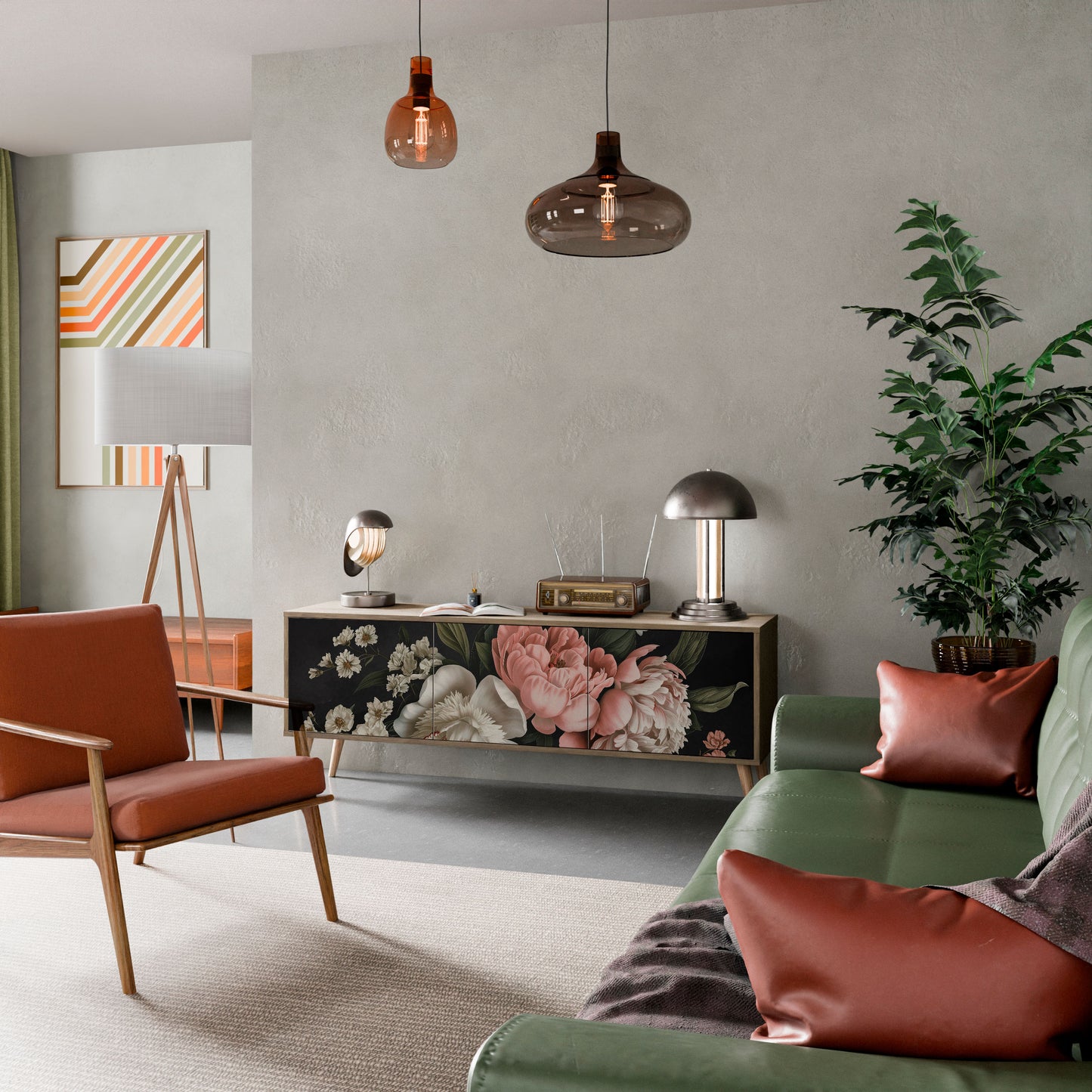 LUSH ELEGANCE Mobile TV a 3 Ante in Effetto Rovere