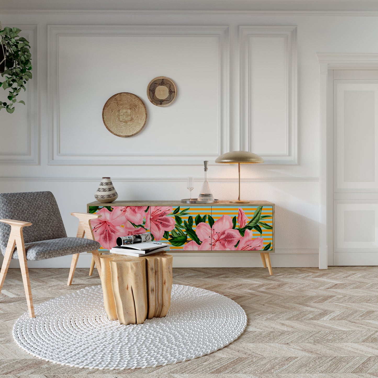 FRAGILE BEAUTY Mobile TV a 3 Ante in Effetto Rovere